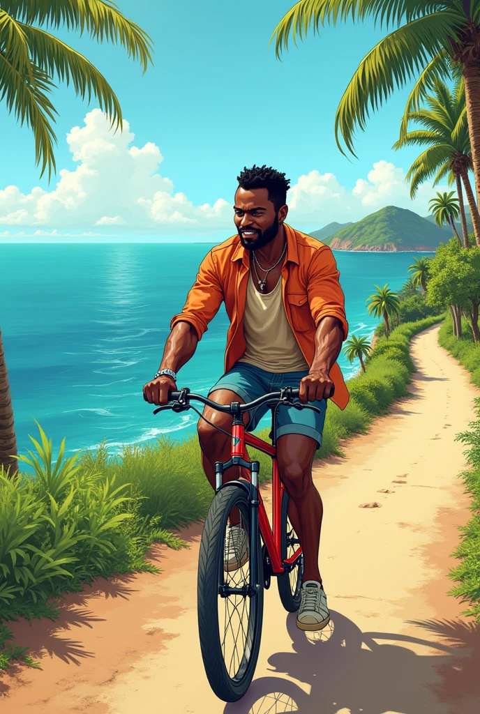 A handsome Beninese man who enjoys life on a bike by the sea even with terminal cancer. Image manga