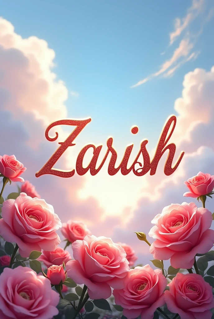 Zarish name display picture of roses and sky