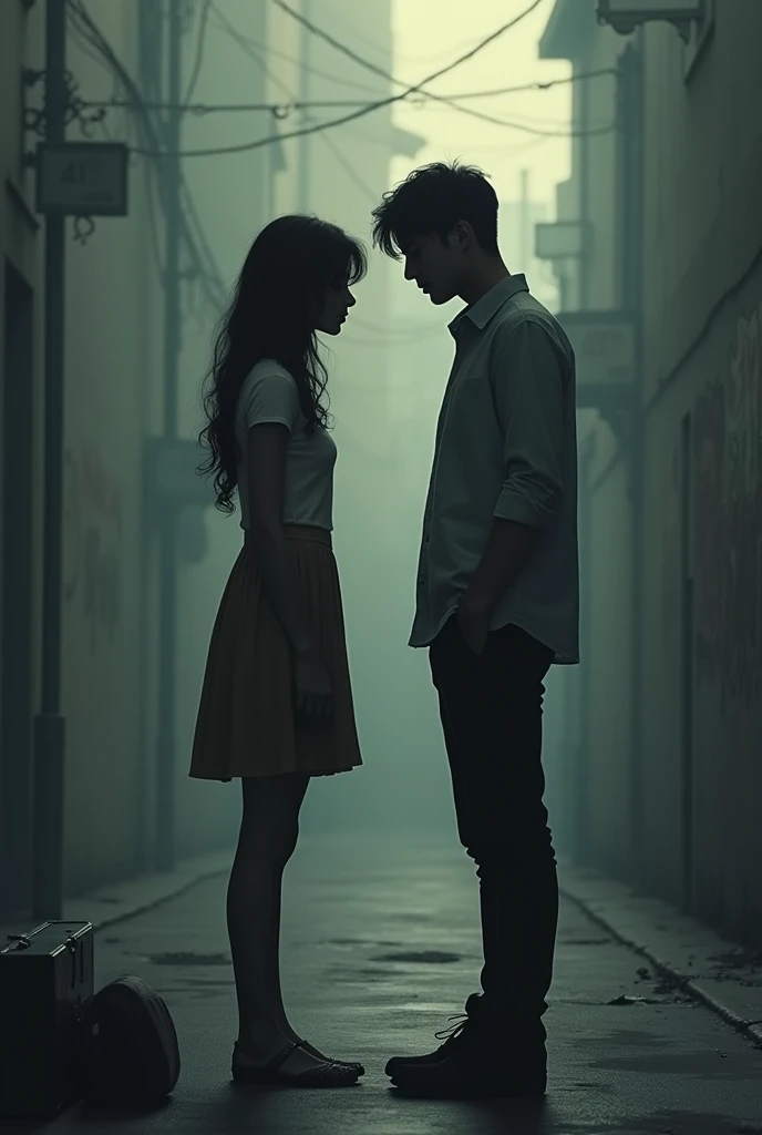 Generate an image for me of a couple separating