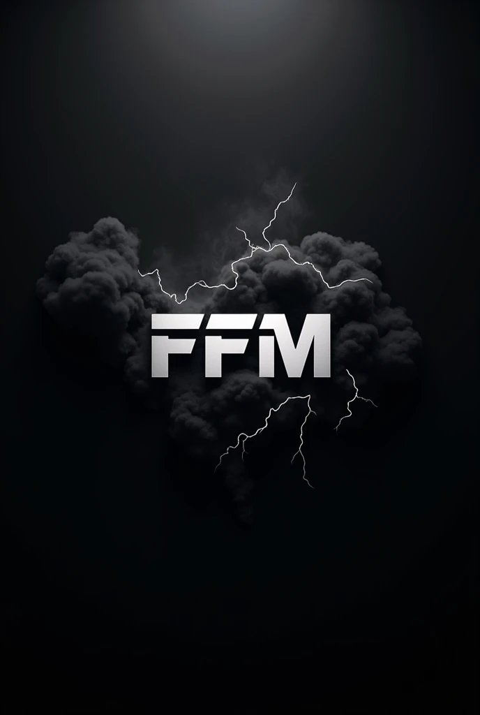 Make an e-sports logo, with smoke effect and black lightning effects around the logo all in black, with the logo *ffm*