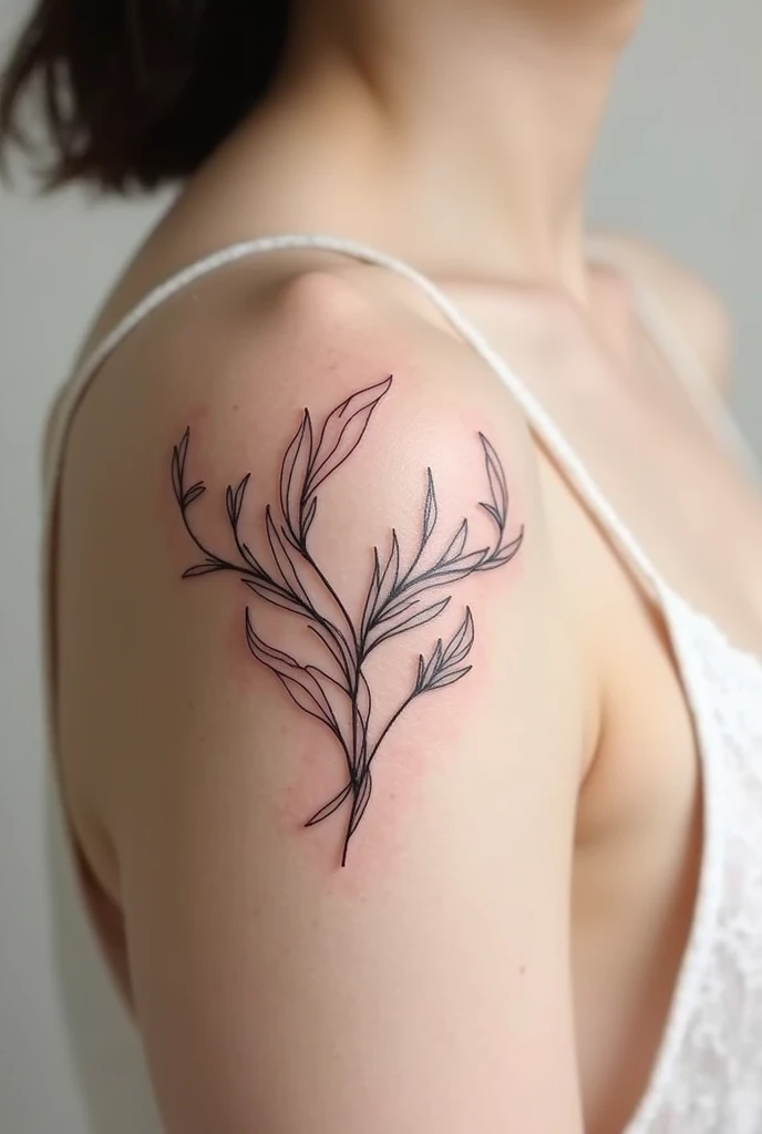 Minimalist tattoo, tatoo, fine line, with arabesques highlighted, More Detailed, Improve, em desenho para tatoo, with arabesques on the sides