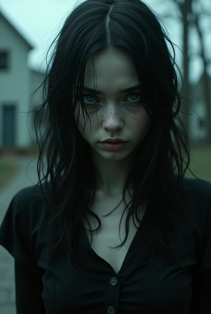 create a scary female character inspired by the movie donnie darko 