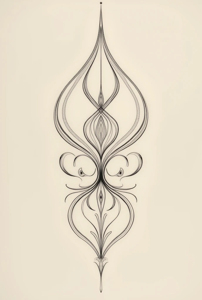 Minimalist tattoo, tatoo, fine line, with arabesques highlighted, More Detailed, Improve, em desenho para tatoo, with arabesques on the sides, in more detail