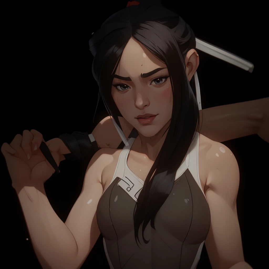 Risa1, Solo, Japanese girl, Liu Yifei, 1girl, (asymetric shoulder long black hair, open hair), small seductive lips, smirking, skin, ponytail, downturned nose, high detailed face, 4k, looking at camera , camletoe, (small breasts, narrow waist,wide hip,athletic body,inflated legs,thick thighs,(detailed face)),beautiful detailed lips, cute,slutty,sensual,seductive look,seductive, ((((wearing white one-piece swimsuit)))), (((((((head-portrait, close-up of face))))))), extremly exaggerated grin´´´´, (((маска железная)))