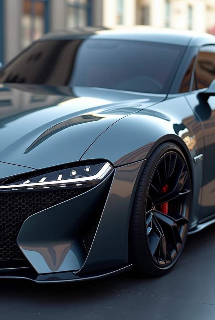 Design Concept:
frontal: we will take the grille and headlights of the Supra, but with a more futuristic and sharp touch inspired by the SGHERA, adding integrated LED lights in a unique pattern.
Lateral: fluid and muscular Supra lines combined with the sharper angles of the SGHERA, creating an elegant yet aggressive silhouette.
rear: a sleek and modern design, with a prominent Supra spoiler and minimalist SGHERA taillights.
wheels: blend of the Supra's sporty wheels with a more detailed and futuristic design in the style of the SGHERA.
colors: a palette that may include metallic tones, with a glossy or matte finish, to highlight the fusion of styles.