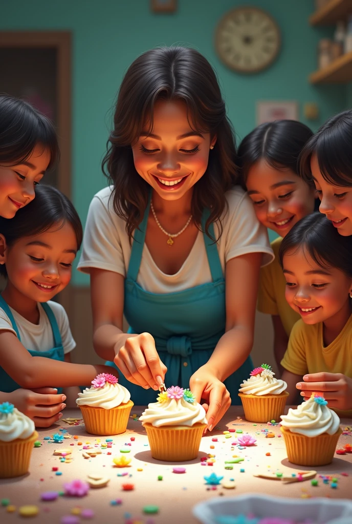 Our Lady helping Brazilian children to decorate cupcakes