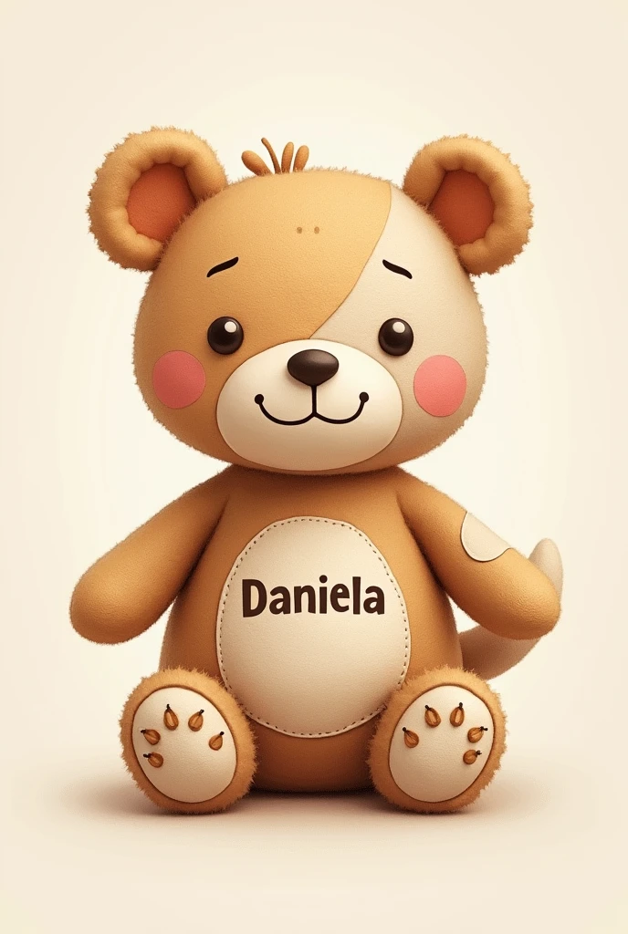 Generate an illustration with the word “Daniela” with a visual appearance that simulates a stuffed animal
