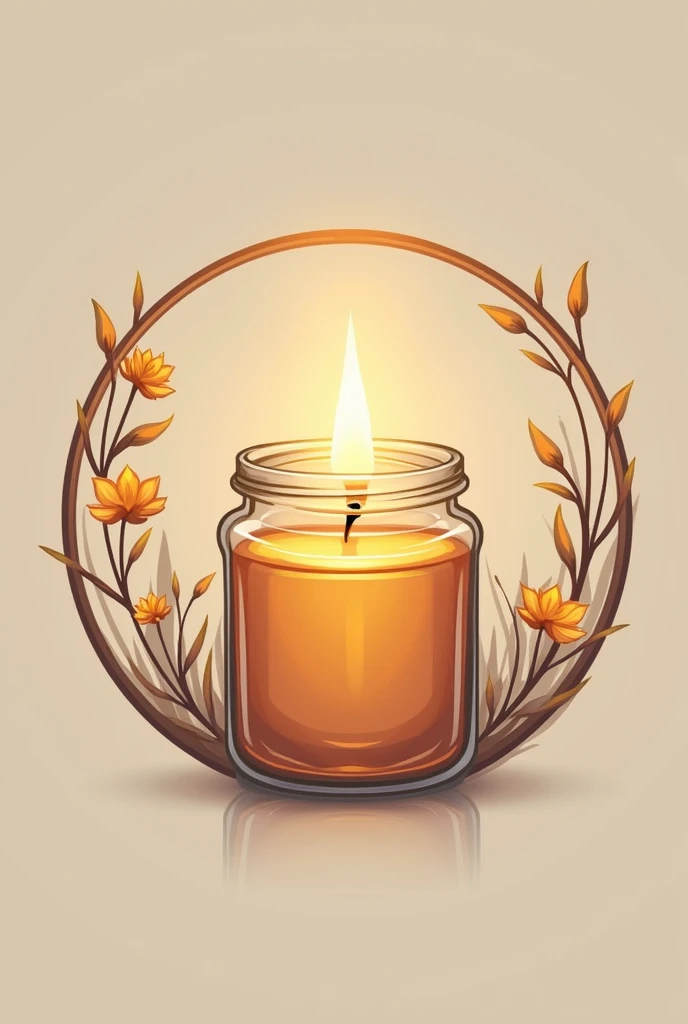Create a logo with a liquid oil candle in a 77ml Gerber jar in a circle, with more decorations 
