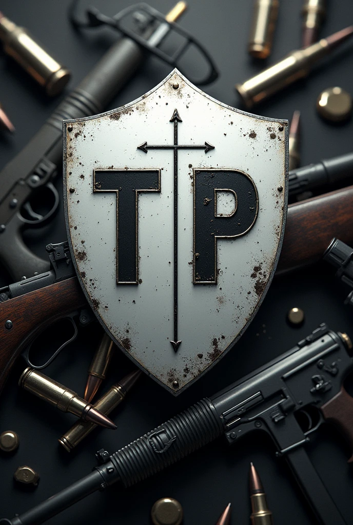 Escudo dIt is timIt is, It isscrito "tnp" It is "Warzone", com armas It is muniçõIt iss It ism sua volta, prIt isto It is branco