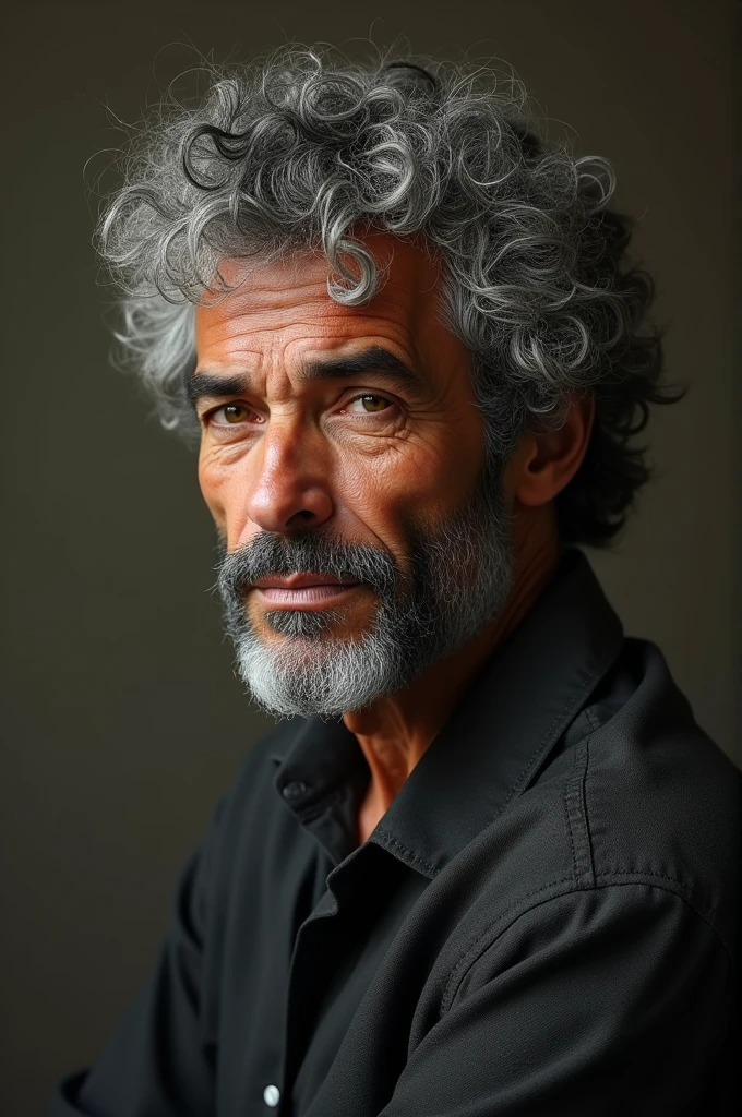 A man of 1,88 meters of thin and slender appearance,
Brown skin and curly frizzy hair, already showing the gray of age from an early age.
Talkative and laid back, quiet and centered hours