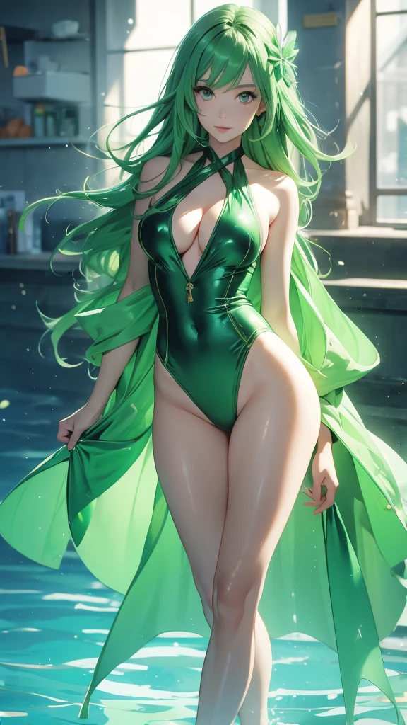 Green Hair　High leg swimsuit
