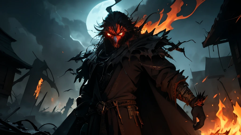 (Best Quality, Photorealsitic, ultrarealistic, finely detail, hight resolution, 8K Wallpapers, Beautiful detailed eyes), a dark and eerie image of Shabriri, the Lord of the Frenzied Flame, from Elden Ring. Shabriri should be depicted as a terrifying figure with a mutilated face, featuring gaping, hollow eye sockets that burn with the intense, chaotic Frenzied Flame. His expression should be one of madness and agony, reflecting his corruption by the Flame.
Shabriri's body is draped in torn, ritualistic robes that are dark and tattered, with symbols of chaos and destruction subtly woven into the fabric. The robes should appear ancient and worn, with hints of burnt edges, as if they have been singed by the very flame he worships.
The background should be ominous and desolate, with dark, stormy skies and a landscape that appears scorched and lifeless, echoing the devastation brought by the Frenzied Flame. The environment should feel otherworldly and nightmarish, with faint embers floating in the air, giving a sense of impending doom.
Lighting should be dramatic, casting harsh shadows across Shabriri’s face and figure, emphasizing the hollows of his eyes and the burning flames within them. The flame itself should be depicted as wild and uncontrollable, with tendrils of fire that seem to flicker chaotically around his head, symbolizing the destructive power he harbors.
The overall mood of the image should be one of dread and unease, capturing the essence of a character who is both a harbinger of chaos and a victim of the Frenzied Flame.