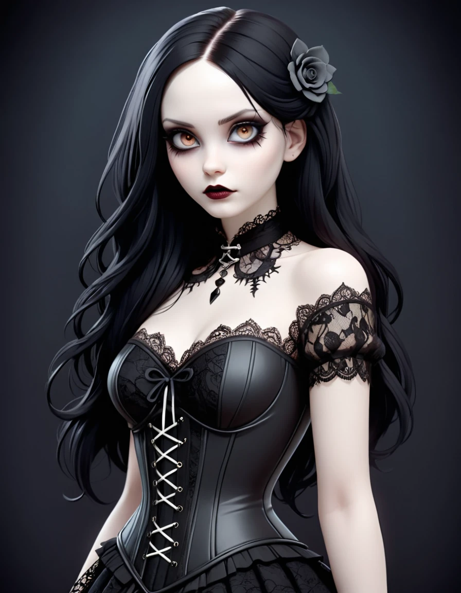 cartoon of a goth drawn in a deviantart style