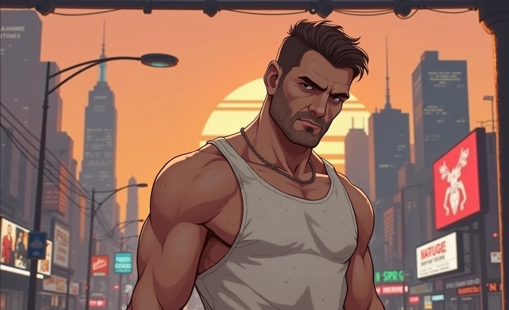 GTA style man with white tank top 