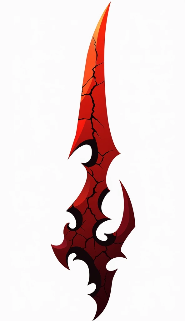 a crystal sword with sharp angular edges, made of solid crystal in the color of blood with cracks of black void running along it from the bottom, vector art style