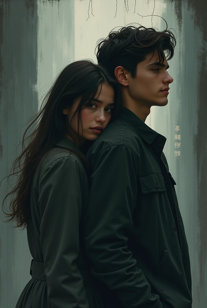 Créer une affiche de roman, Que l'image de l'affiche montre un couple de jeune fille au visa triste qui donne le dos à son son petit ami qui a un sourire. Écrivez le titre : UN TOUR EN ENFER