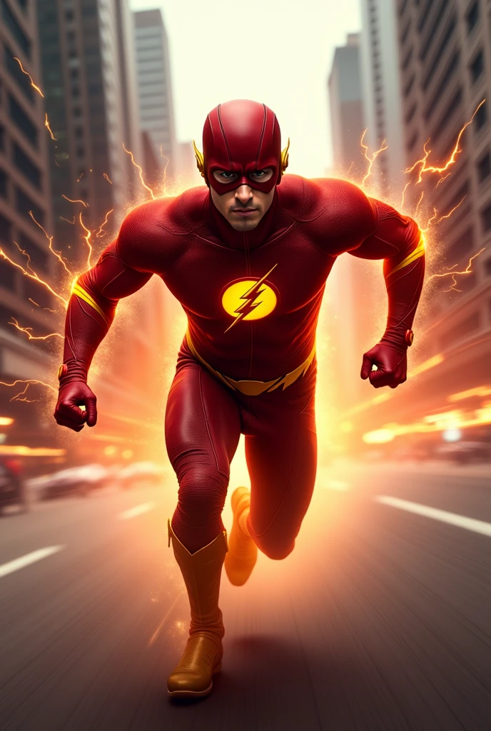 Flash Dc comics, running towards us, speed, Action, dynamic