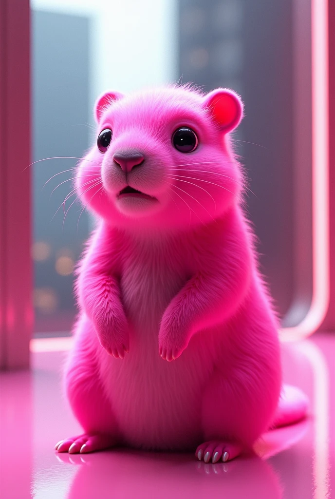 Create a pink capybara with modern features