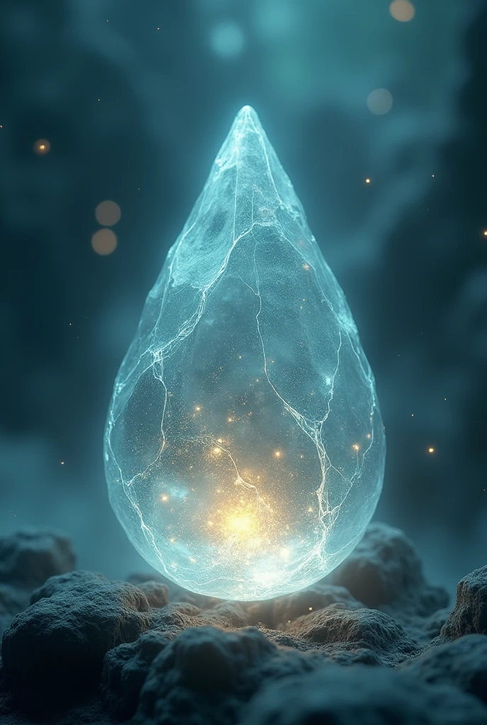 magical crystal in the shape of a teardrop shape