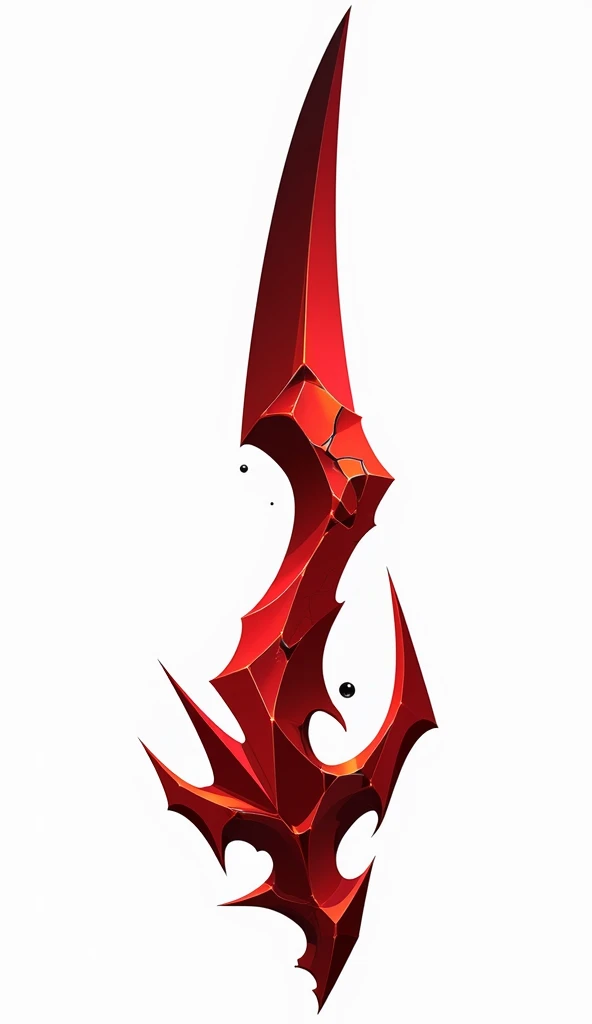 a crystal sword with sharp angular edges, made of solid crystal in the color of blood with cracks of black void running along it from the bottom, vector art style