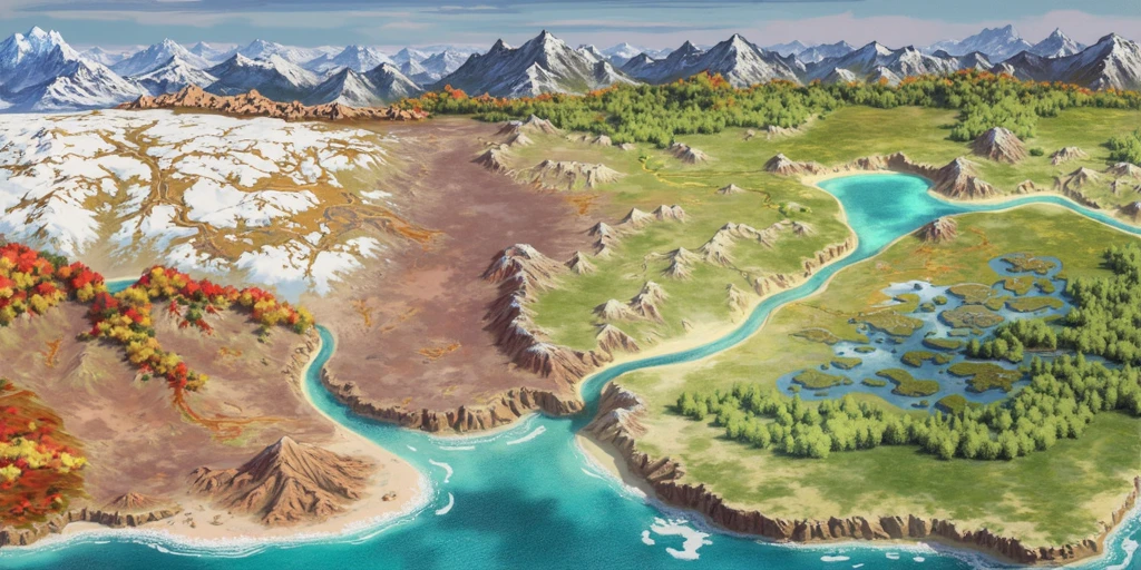 a painting of a map of a mountain range, conceptual artwork highly detailed, matte painting of the game map, conceptual artwork. epic landscape, environmental conceptual artwork, environment design illustration, conceptual world art, highly detailed conceptual artwork, detailed 4k conceptual artwork, hyperdetailed conceptual artwork, environment conceptual artwork, detailed landscape, Detailed illustration of game art
