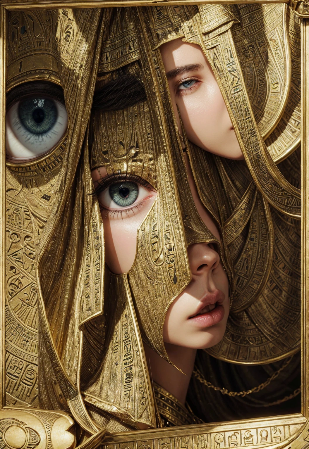 Illuminati eye with masonic codes the matrix sacred Egyptian hieroglyphics universe