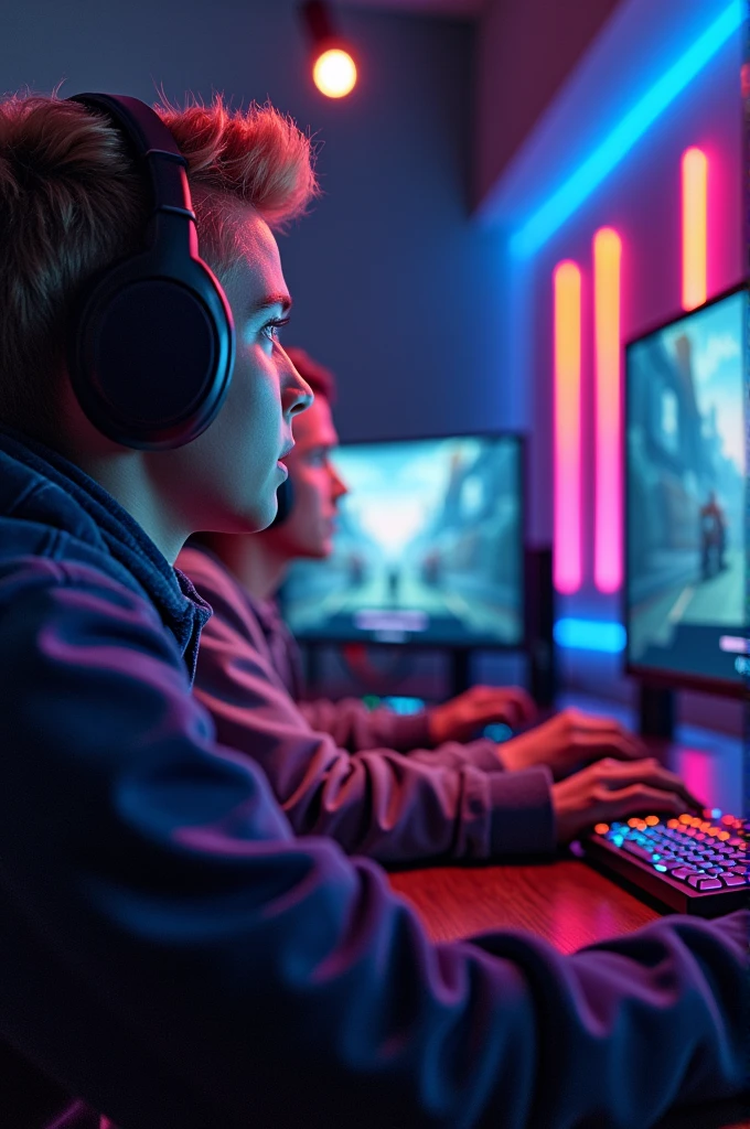 Showcase exciting gameplay footage, new game releases, or live streams. Use images of popular games, gaming consoles, or enthusiastic gamers.