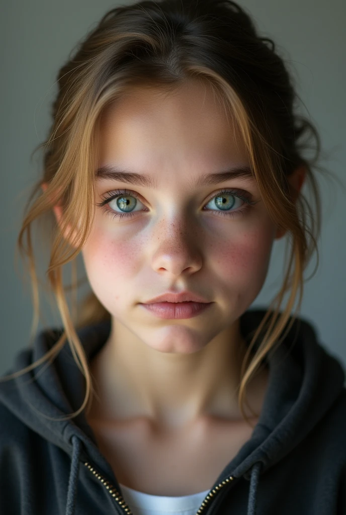 12 yr Russian teen striking face structure. Her nose is small and upturned, giving her a youthful appearance. Her cheekbones are high and pronounced, adding to her overall attractiveness. Her jawline is strong and defined, another trait she likely inherited from me. Her eyebrows are arched perfectly above her expressive eyes, framing them beautifully.