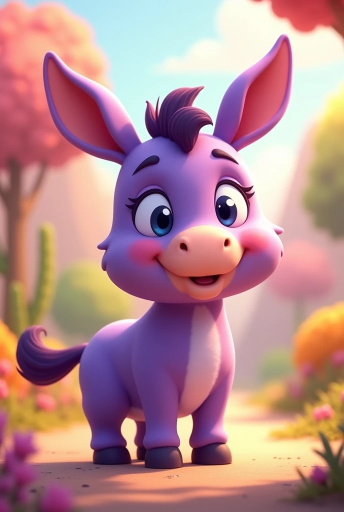 Little purple donkey. Animation cartoon