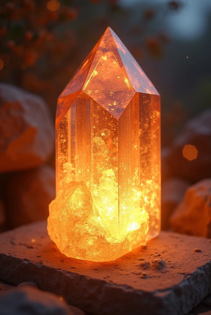 crystal with warm light reflections