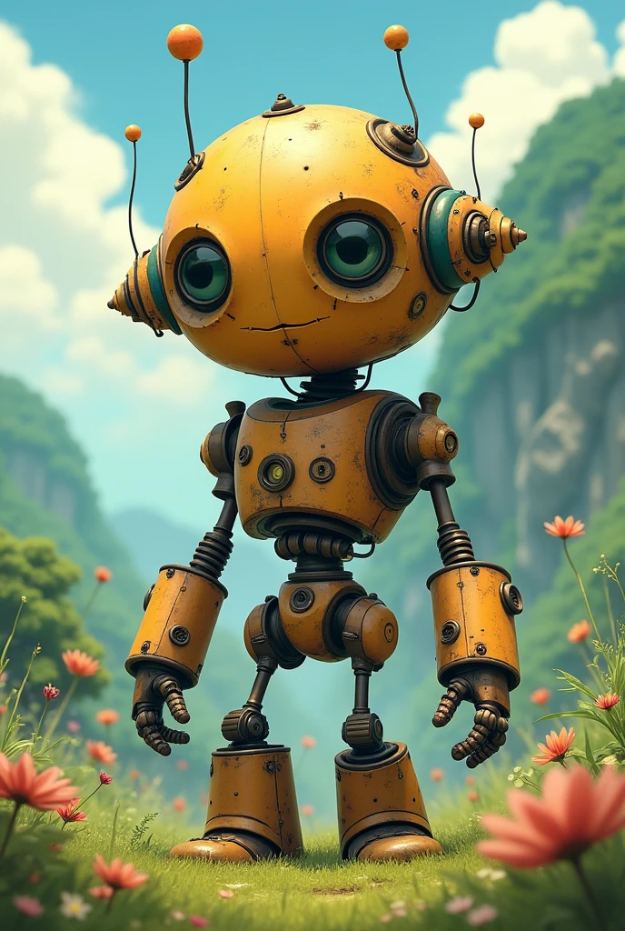 Crazy looking Robot ghibli Style