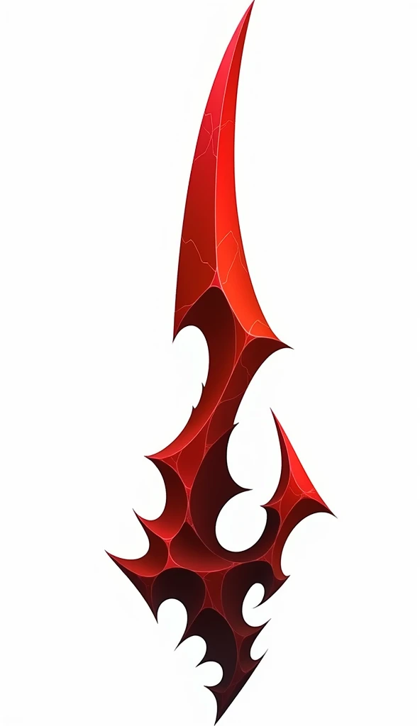 a crystal sword with sharp angular edges, made of solid crystal in the color of blood with   cracks of black void running along it from the bottom, vector art style