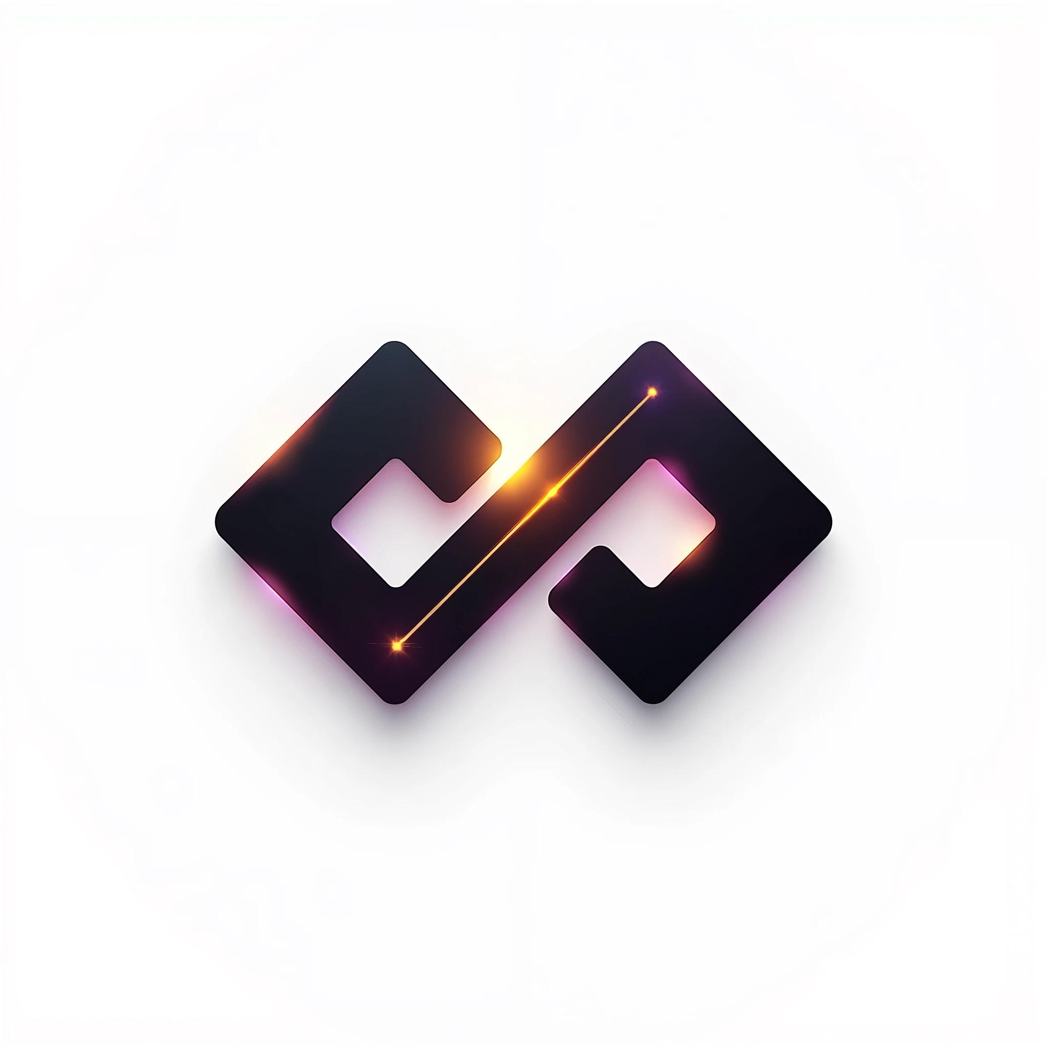 A logo for technology companies, with a futuristic diamond in metal theme with black colors, gold and purple, plain white background. Mixing the 8 of infinity. Minimalista vetorizado