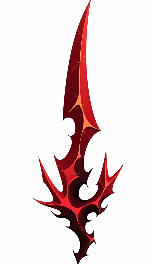 a crystal sword with sharp angular edges, made of solid crystal in the color of blood with cracks of black void running along it from the bottom, vector art style