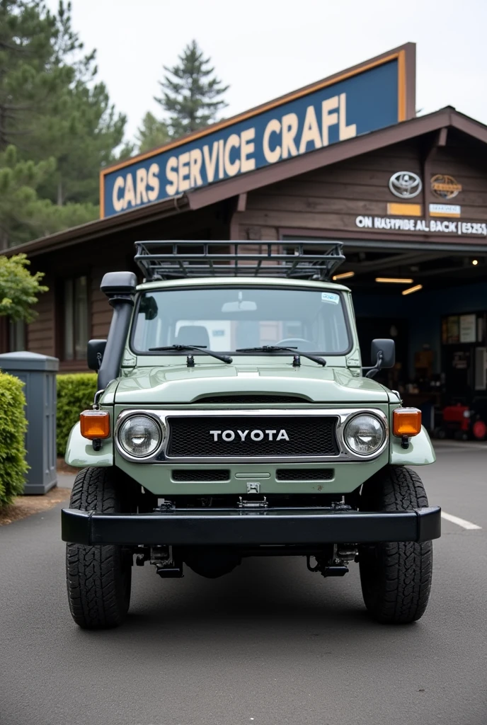 Car service center owner's toyota 2000 Land Cruiser "100" parked infront of the service center