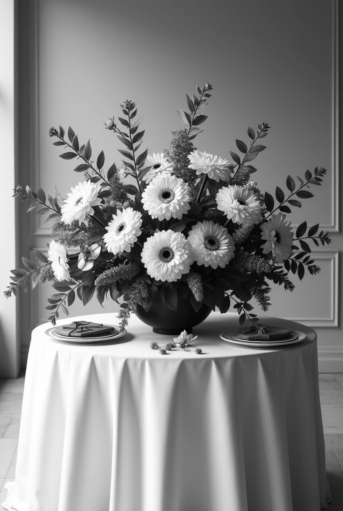 Black and white buffet flower