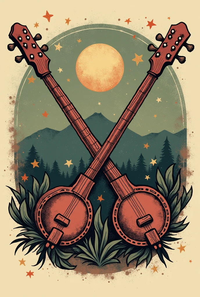 {
"prompt": "Design a t-shirt logo for 'The Felice Brothers' band. Create a vintage-inspired central image featuring a harmonica with crossed banjos or guitars behind it, in a hand-drawn, slightly distressed style. Use a bold, serif font for the band's name 'The Felice Brothers' with an aged appearance, either curving around the central image or placed below it in a banner style. Apply earthy, muted tones such as sepia, deep browns, dark greens, and faded reds, with black or dark gray for text and outlines. Include subtle decorative elements like stars or flourishes. Ensure the design has a transparent background.",
"size": "1024x1024",
"background": "transparent"
}