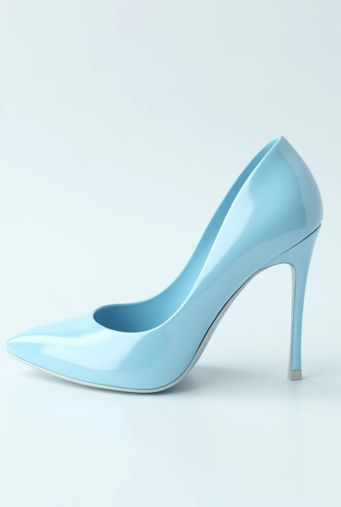 a light blue shoe in high heels in 3d drawing with a white background