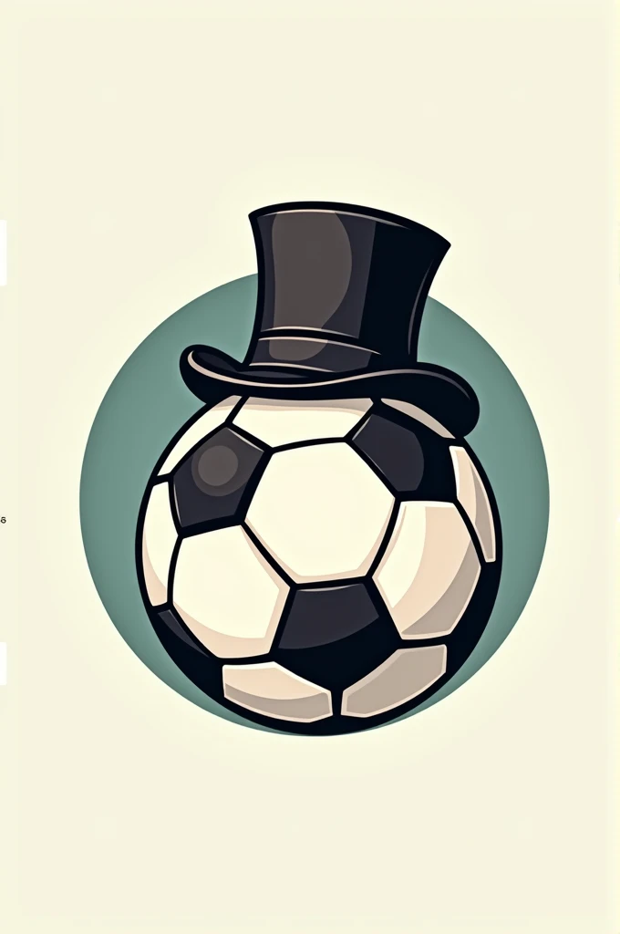 Create for me, a round shaped logo, a soccer ball with a top hat
