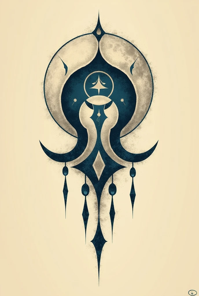 Symbol of the southern water tribe from the avatar design but drawn inside it or even next to a moon , in tattoo format  