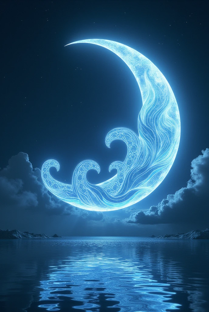 Symbol of the southern water tribe from the avatar design but drawn inside it or even next to a moon