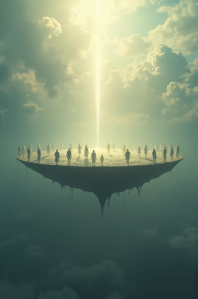Flat Earth with everyone hovering over it