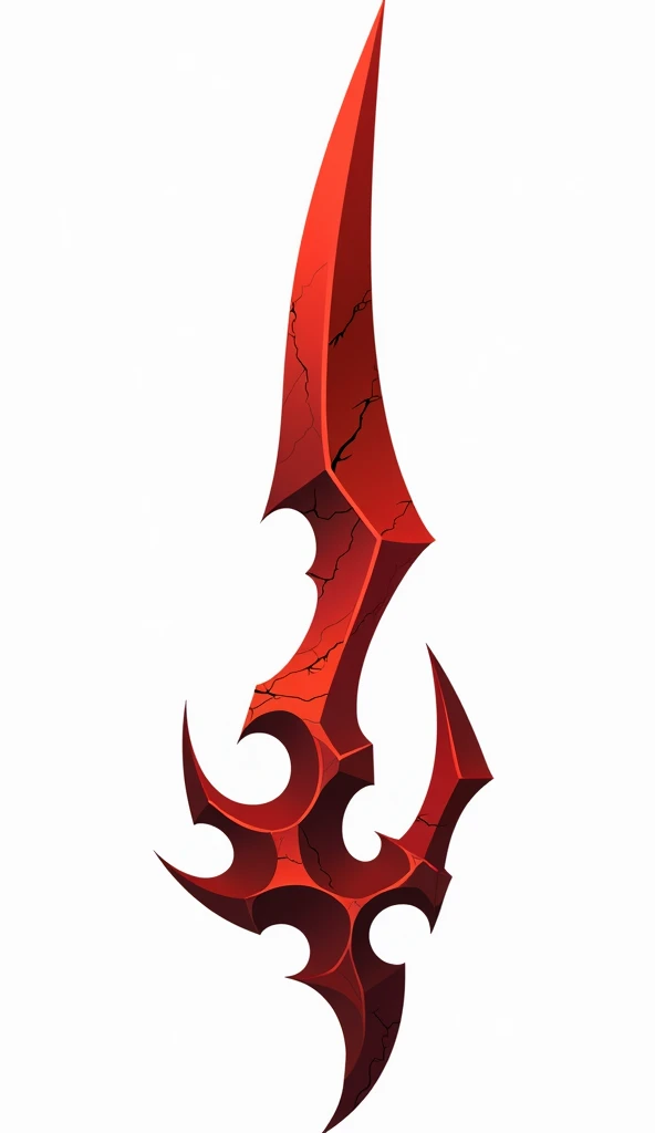 a crystal sword with sharp angular edges, made of solid crystal in the color of blood with   cracks of black void running along it from the bottom, vector art style