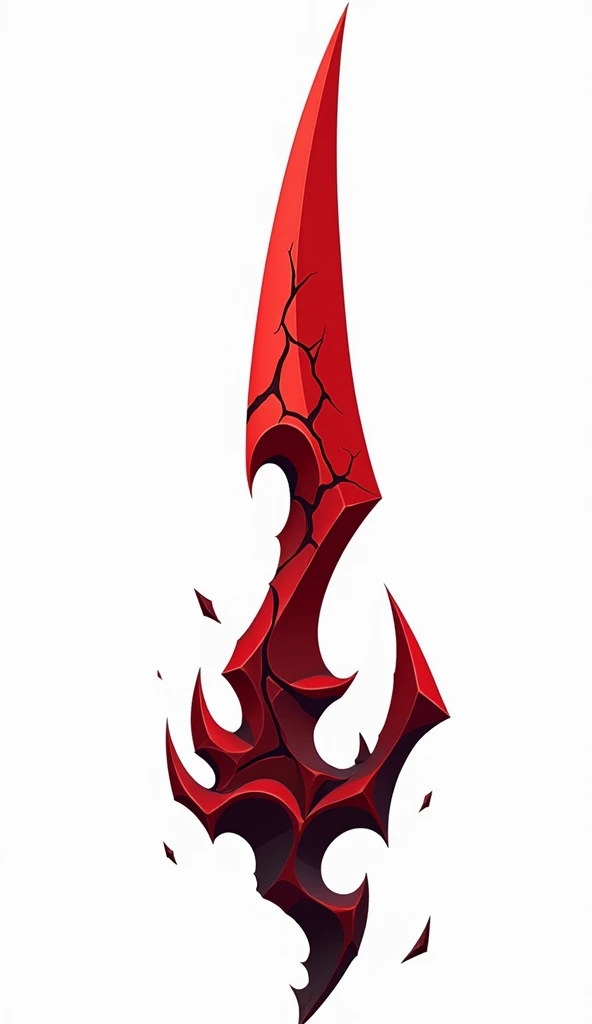 a crystal sword with sharp angular edges, made of solid crystal in the color of blood with cracks of black void running along it from the bottom, vector art style