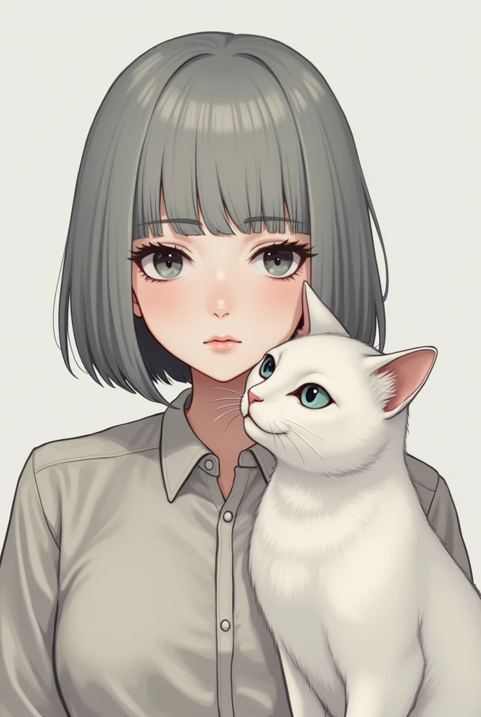 Bob Hair、neutral、Gray Hair、Cat