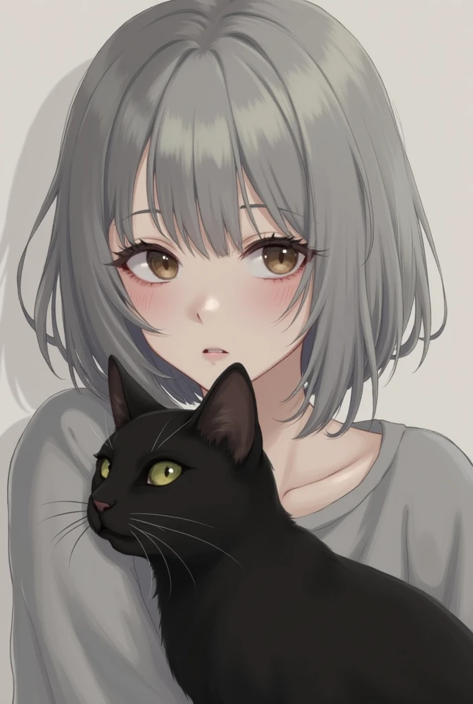 Bob Hair、neutral、Gray Hair、Cat、black