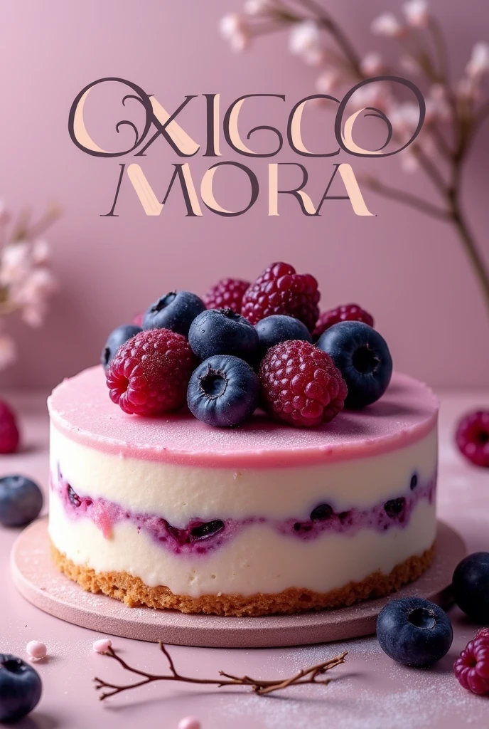 Create the cover of a food magazine but only the main dish, change the name to oxicco mora but only the name appears and put a chesscake on it


