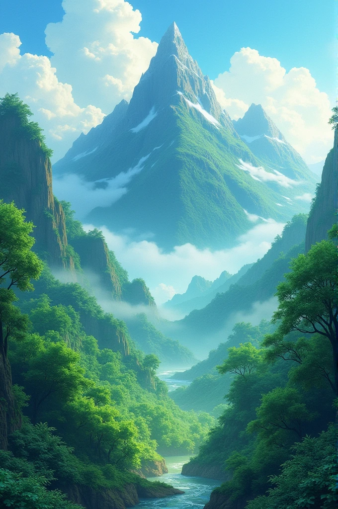 Landscape mountain Green ghibli