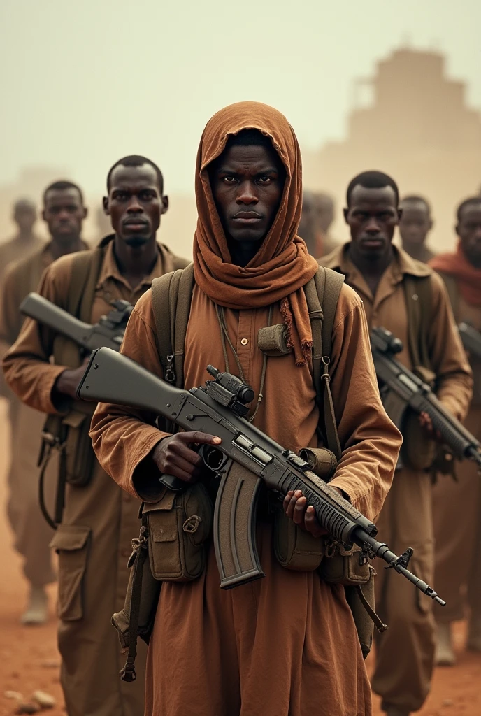 Somali civilians carrying weapons who are fighting against the Ethiopian enemy."
