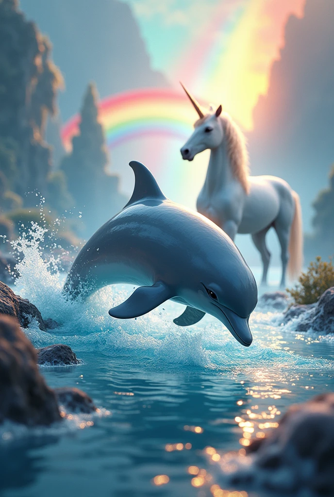 CREATE A DOLPHIN WITH A RAINBOW AND A UNICORN